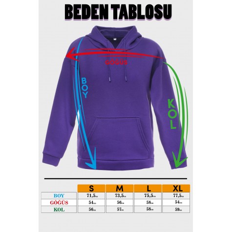 LEGEND MİNİMAL BASKILI KAPÜŞONLU ÜÇ İPLİK SWEATSHIRT OVERSIZE HOODIE
